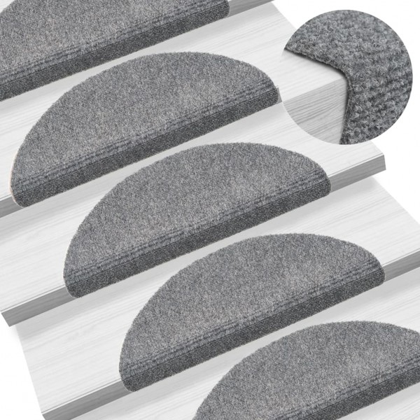 Alfombrillas de escalera autoadhesivas 10 uds gris 56x17x3 cm