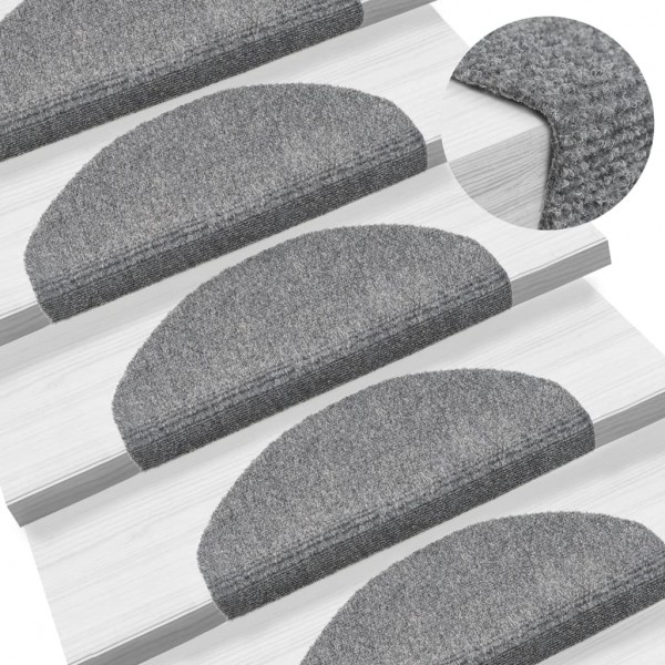 Alfombrillas de escalera autoadhesivas 10 uds gris 65x21x4 cm