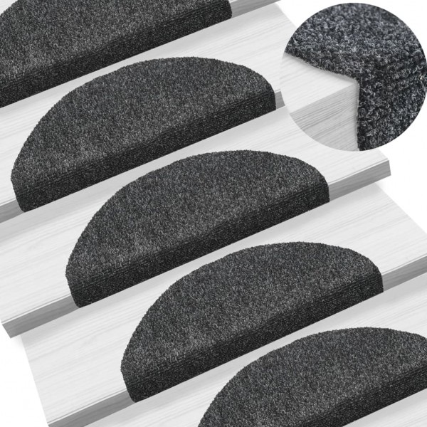 Alfombrillas de escaleras autoadhesivas 10 uds gris 65x21x4 cm