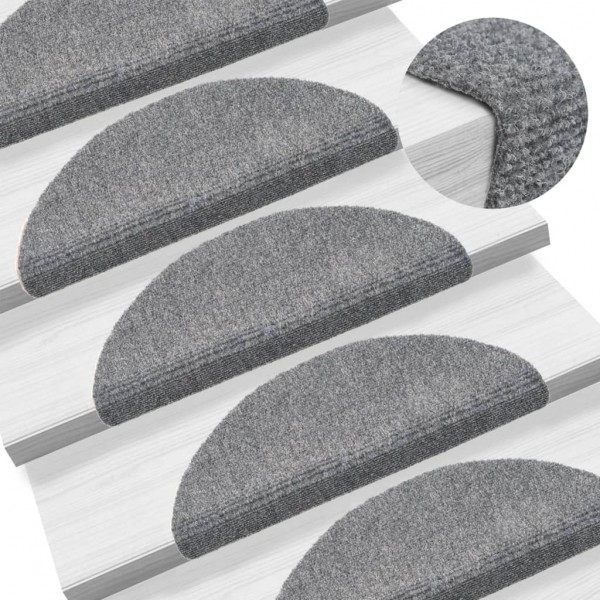 Alfombrillas de escaleras autoadhesivas 5 uds gris 56x17x3 cm