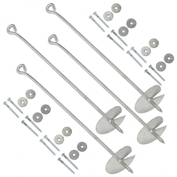Anclajes de tierra 4 uds metal galvanizado 10x60 cm