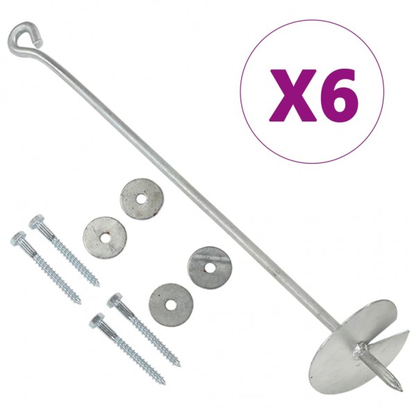 Anclajes de tierra 6 uds metal galvanizado 10x60 cm