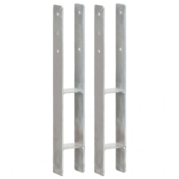Anclajes de valla 2 uds acero galvanizado plateado 8x6x60 cm