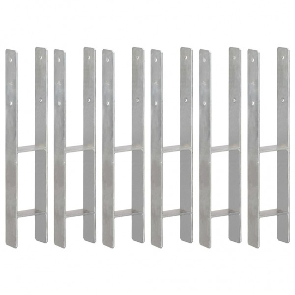 Anclajes de valla 6 uds acero galvanizado plateado 10x6x60 cm