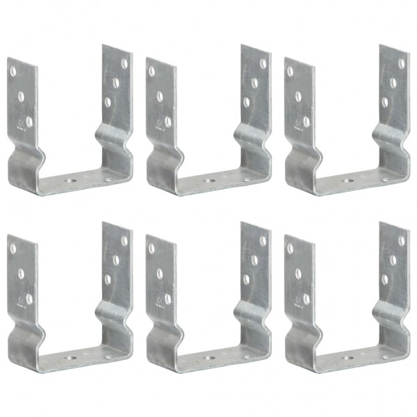 Anclajes de valla 6 uds acero galvanizado plateado 12x6x15 cm