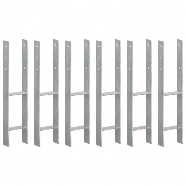Anclajes de valla 6 uds acero galvanizado plateado 12x6x60 cm
