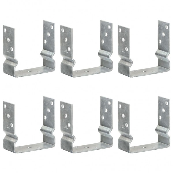 Anclajes de valla 6 uds acero galvanizado plateado 14x6x15 cm