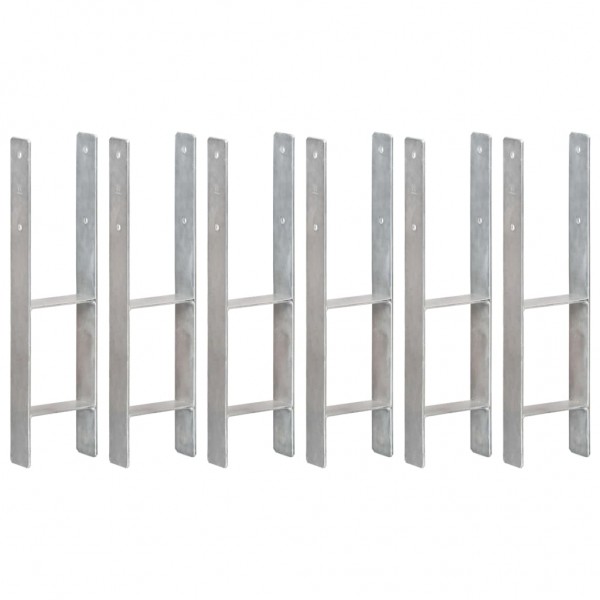 Anclajes de valla 6 uds acero galvanizado plateado 14x6x60 cm