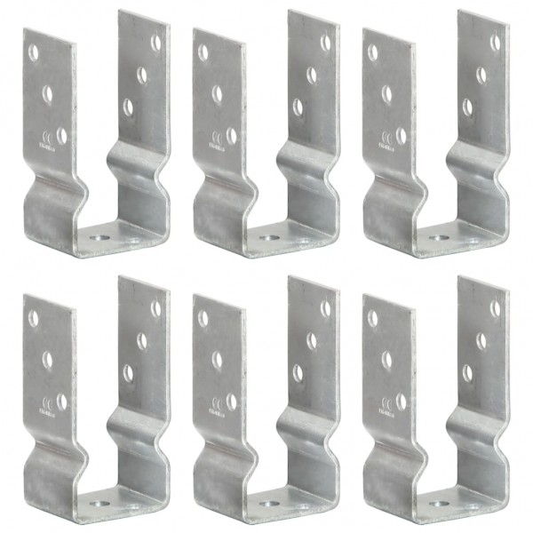 Anclajes de valla 6 uds acero galvanizado plateado 7x6x15 cm