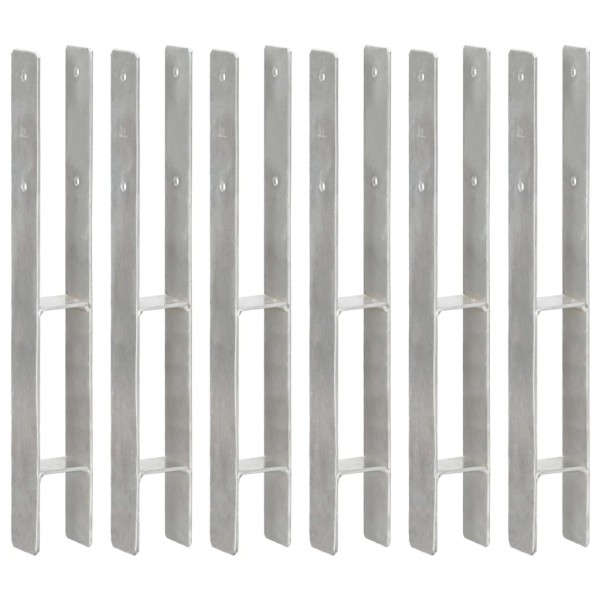 Anclajes de valla 6 uds acero galvanizado plateado 7x6x60 cm