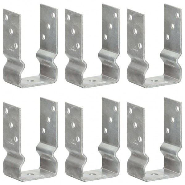 Anclajes de valla 6 uds acero galvanizado plateado 8x6x15 cm