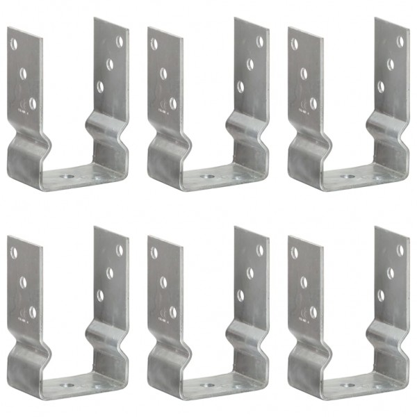 Anclajes de valla 6 uds acero galvanizado plateado 9x6x15 cm
