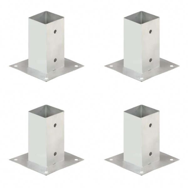 Anclajes para postes 4 unidades metal galvanizados 71 mm