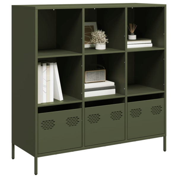 Aparador acero verde oliva 101.5x39x103.5 cm
