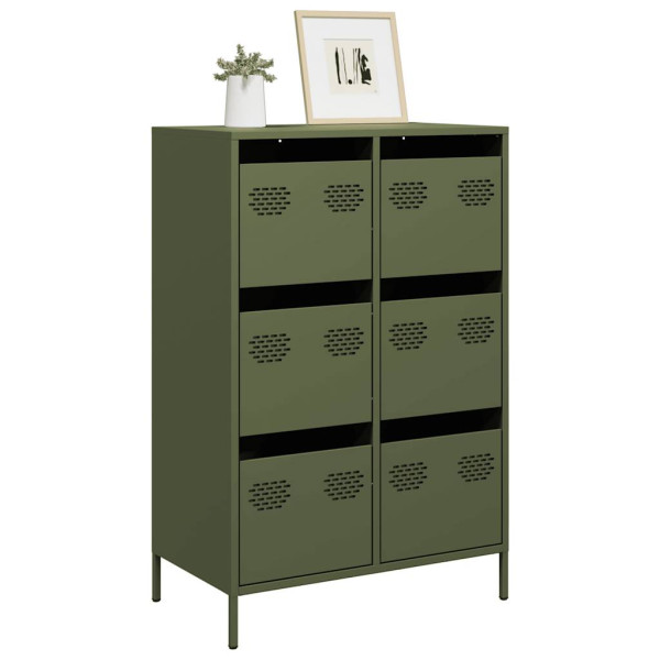 Aparador acero verde oliva 68x39x101.5 cm