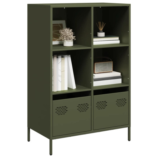 Aparador acero verde oliva 68x39x103.5 cm