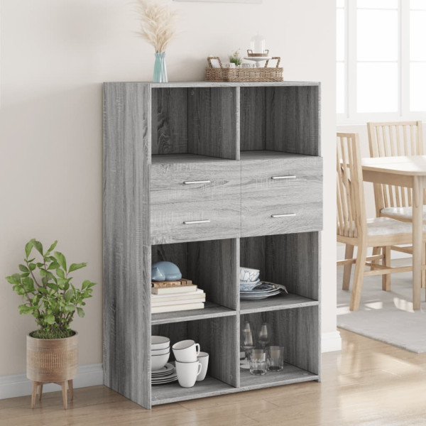 Aparador de madera de ingeniería gris Sonoma 80x42.5x124 cm