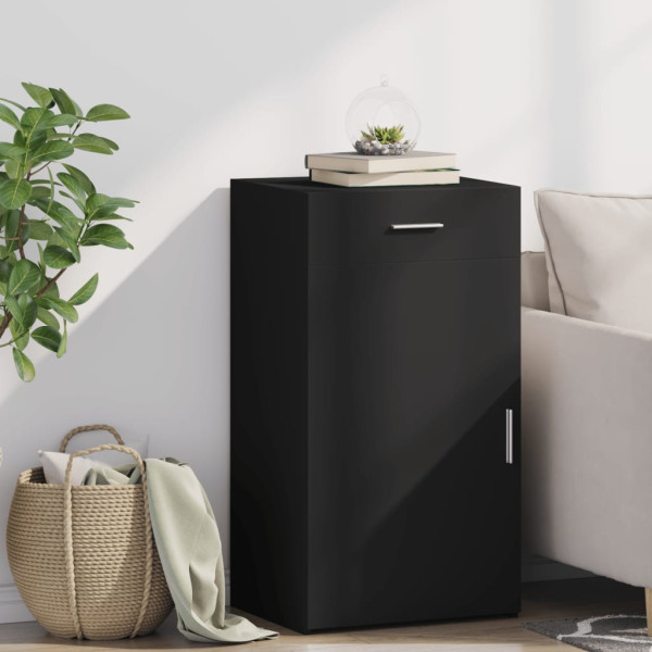 Aparador de madera de ingeniería negro 50x42.5x93 cm
