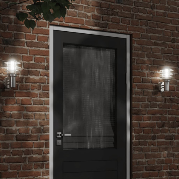 Apliques de exterior 2 unidades acero inoxidable plateado