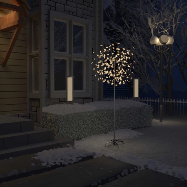 Árbol de Navidad 200 LEDs blanco cálido flores de cerezo 180 cm