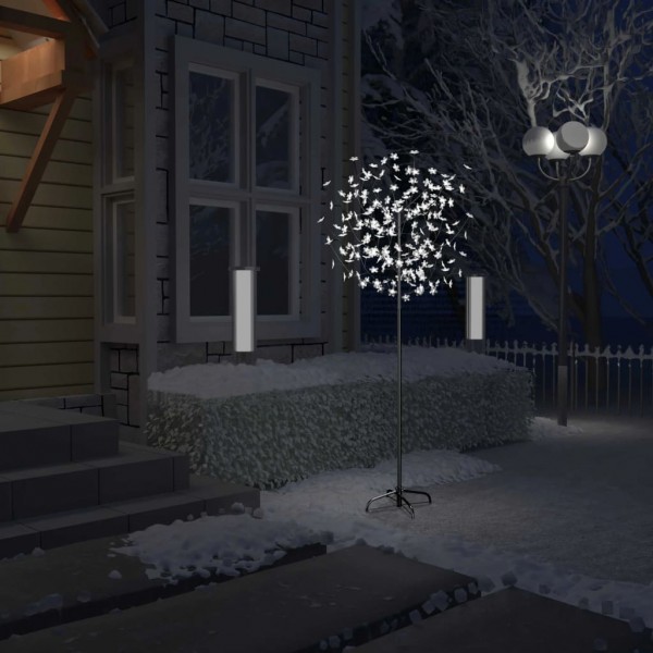 Árbol de Navidad 200 LEDs blanco frío flores de cerezo 180 cm