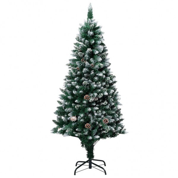 Árbol de Navidad artificial con piñas y nieve blanca 180 cm