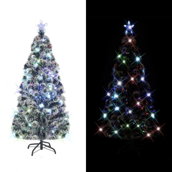 Árbol de Navidad artificial con soporte/LED fibra óptica 150 cm