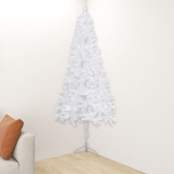 Árbol de Navidad artificial de esquina blanco 150 cm PVC