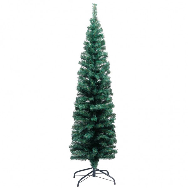 Árbol de Navidad artificial delgado y soporte PVC verde 150 cm