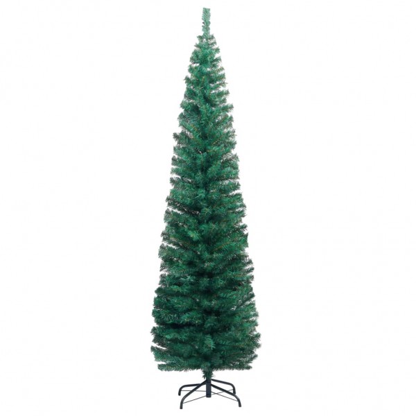 Árbol de Navidad artificial delgado y soporte PVC verde 210 cm