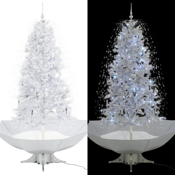 Árbol de Navidad con nieve con base en paraguas blanco 190 cm
