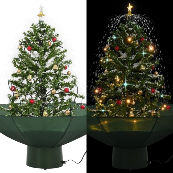 Árbol de Navidad con nieve con base en paraguas verde 75 cm