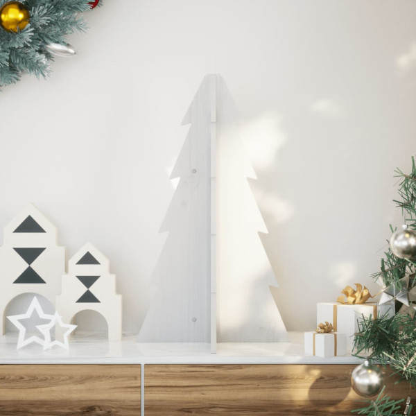 Árbol de Navidad de adorno madera maciza pino blanco 69.5 cm