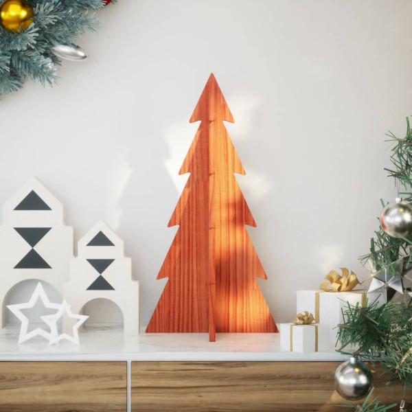 Árbol Navidad de adorno madera maciza pino marrón cera 59.5 cm