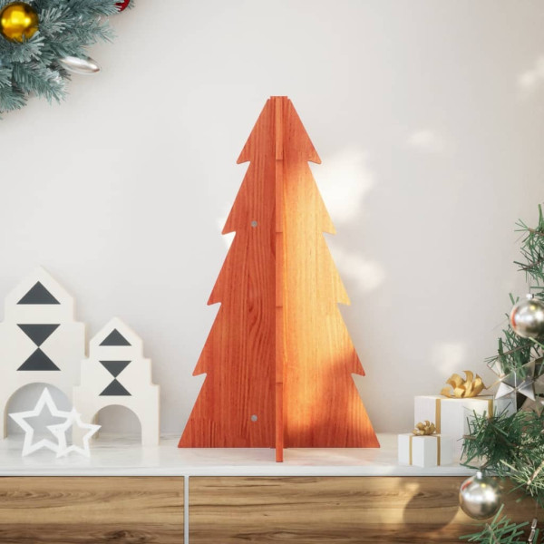 Árbol Navidad de adorno madera maciza pino marrón cera 69.5 cm