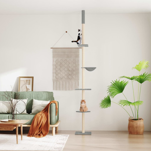 Árbol rascador gatos suelo a techo gris claro 263.5-289.5 cm