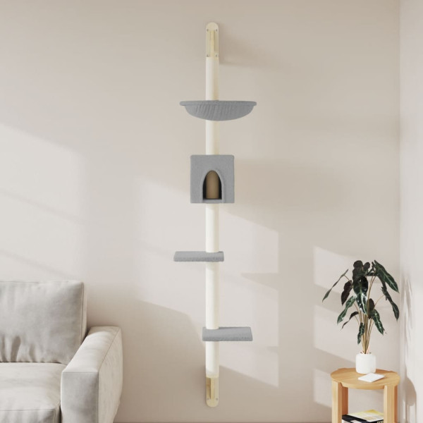 Árbol rascador para gatos de pared gris claro 187 cm