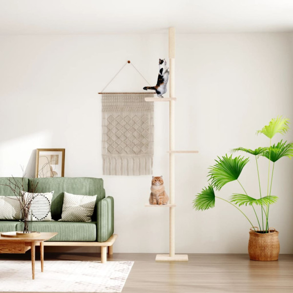 Árbol rascador para gatos de suelo a techo crema 267.5-297.5 cm