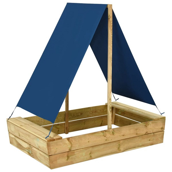 Arenero con tejado de madera de pino impregnada 80x60x97.5 cm