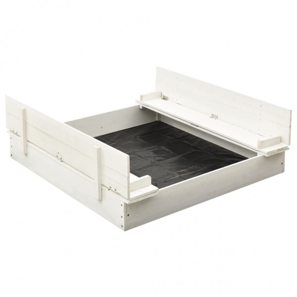 Arenero infantil de madera de abeto blanco 95x90x15 cm