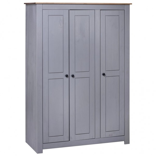 Armario 3 puertas madera pino Panamá Range gris 118x50x171.5cm