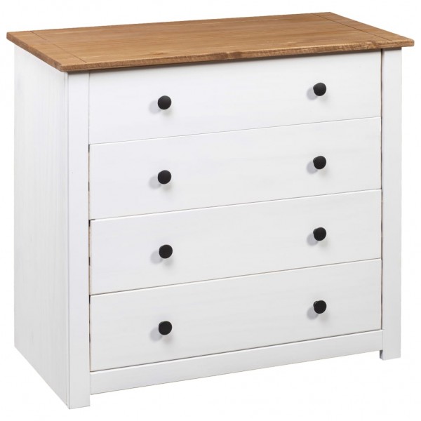 Armario auxiliar estilo Panamá madera pino blanco 80x40x73 cm