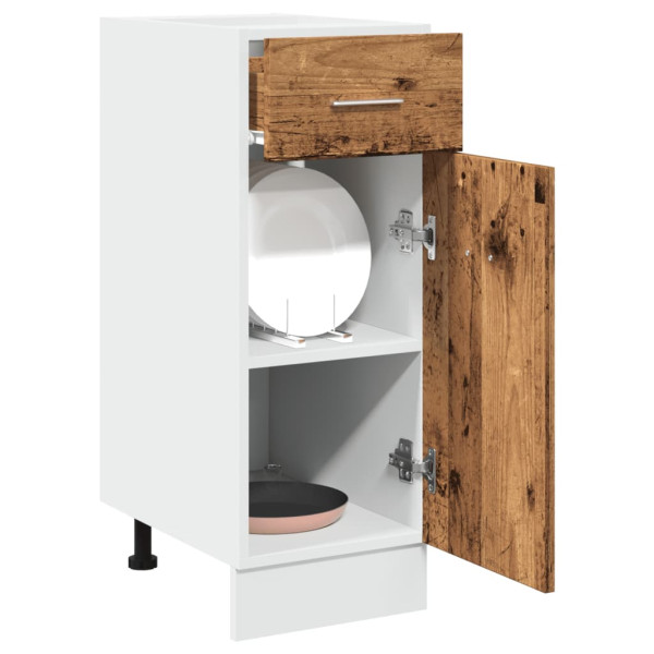 Armario bajo con cajón cocina madera envejecida 30x46x81.5 cm