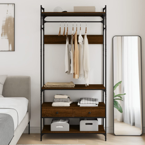 Armario cajones madera ingeniería marrón roble 89x39x184.5 cm