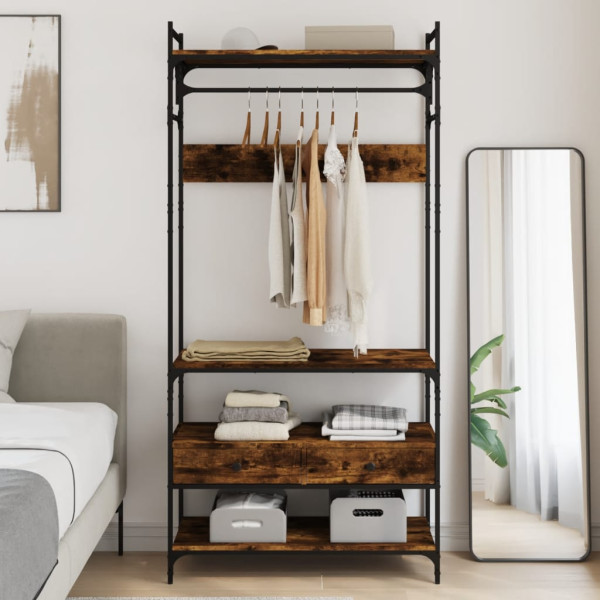 Armario cajones madera ingeniería roble ahumado 89x39x184.5 cm