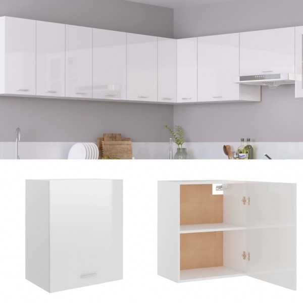 Armario colgante de cocina aglomerado blanco brillo 50x31x60 cm