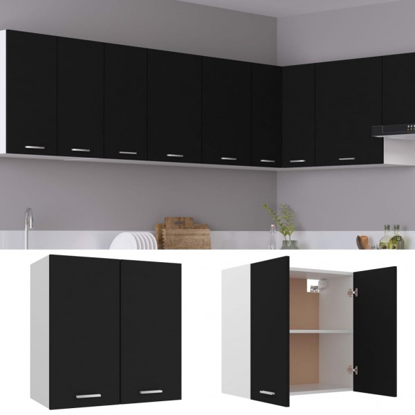 Armario colgante de cocina contrachapada negra 60x31x60 cm