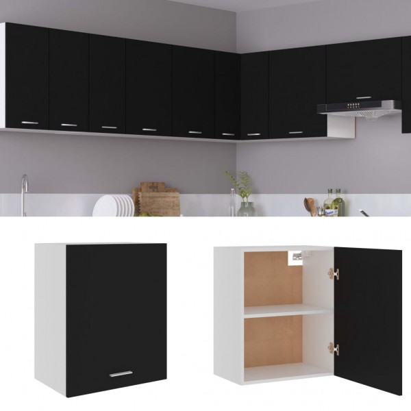 Armario colgante de cocina contrachapada negro 50x31x60 cm