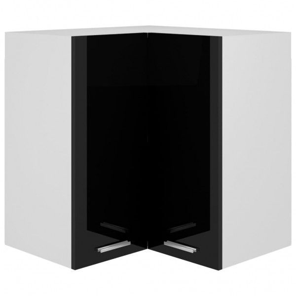 Armario colgante esquina contrachapada negro brillo 57x57x60 cm