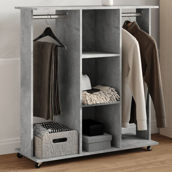 Armario con ruedas madera ingeniería gris hormigón 102x38x110cm